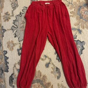 Suzie Kondi red cotton terry pants size L